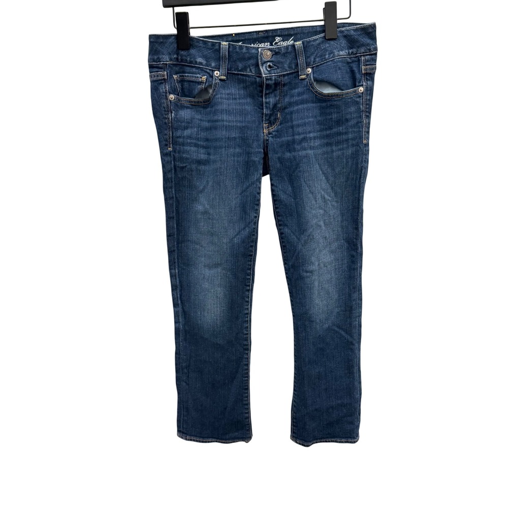 American Eagle Womens Medium Wash Straight Leg Denim Jeans Low Rise Blue size 6